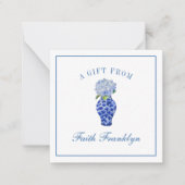 Gepersonaliseerde Waterverf Hortensia Gift Enclosu Notitiekaartje (Voorkant)