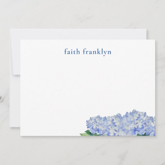 Gepersonaliseerde Waterverf Hortensia Stationery Bedankkaart (Voorkant)