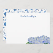 Gepersonaliseerde Waterverf Hortensia Stationery Bedankkaart (Voorkant / Achterkant)