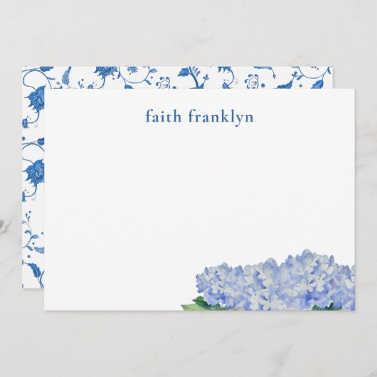 Gepersonaliseerde Waterverf Hortensia Stationery Bedankkaart (Voorkant / Achterkant)