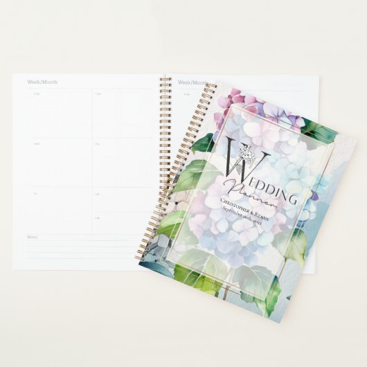 Gepersonaliseerde Waterverf Hydrangea bruiloft Planner (Display)