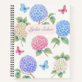 Gepersonaliseerde Waterverf Hydrangea Floral Notit Notitieboek (Voorkant)