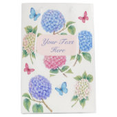 Gepersonaliseerde Waterverf Hydrangea Gift Bag Medium Cadeauzakje (Voorkant)