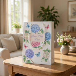 Gepersonaliseerde Waterverf Hydrangea Gift Bag Medium Cadeauzakje