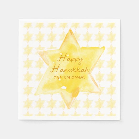 Gepersonaliseerde Waterverf joodse ster Chanoeka Servet (Voorkant)