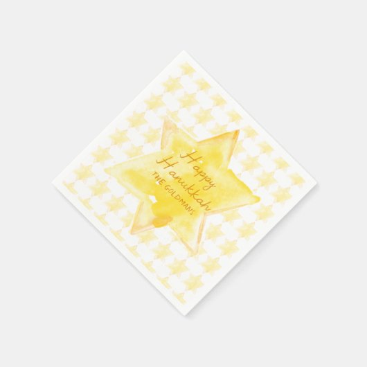 Gepersonaliseerde Waterverf joodse ster Chanoeka Servet (Hoek)