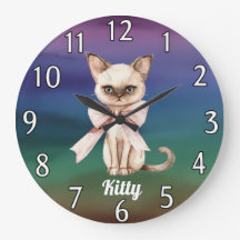 Gepersonaliseerde Waterverf Kat Foto & Naam Muur