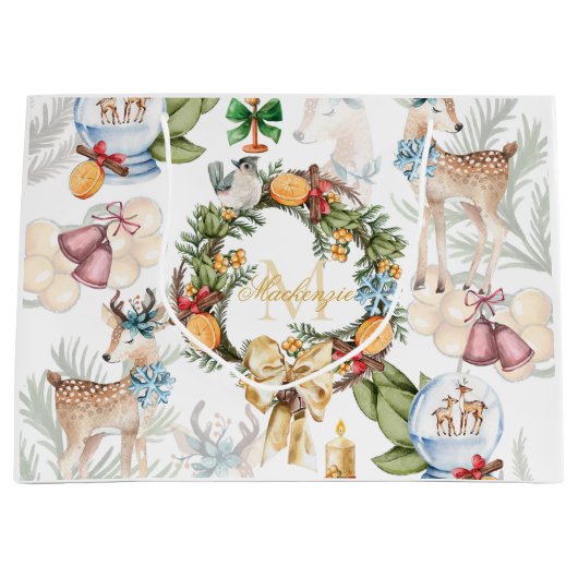 Gepersonaliseerde Waterverf Kerst Groot Cadeauzakje (Voorkant)