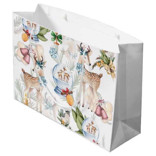 Gepersonaliseerde Waterverf Kerst Groot Cadeauzakje (Achterkant Gekanteld)