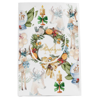 Gepersonaliseerde Waterverf Kerst Medium Cadeauzakje