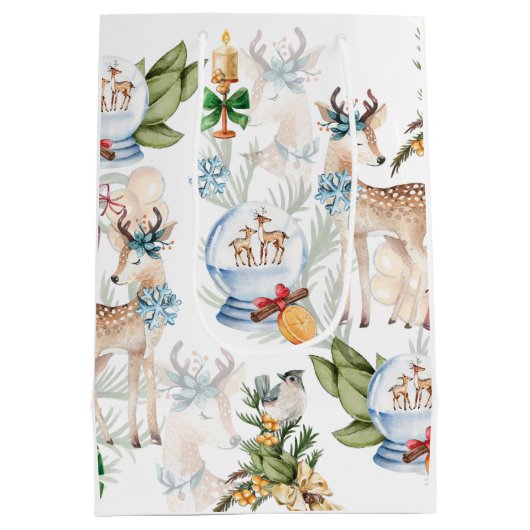 Gepersonaliseerde Waterverf Kerst Medium Cadeauzakje (Achterkant)