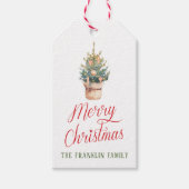 Gepersonaliseerde Waterverf kerstboom cadeau Cadeaulabel (Voorkant)