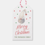 Gepersonaliseerde Waterverf Kerstmis Gnome Cadeaulabel (Voorkant)