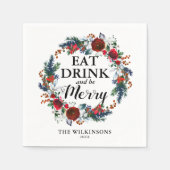 Gepersonaliseerde Waterverf kerstmis Servet (Voorkant)