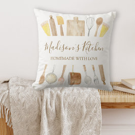 Gepersonaliseerde Waterverf keuken kookgerei Kussen