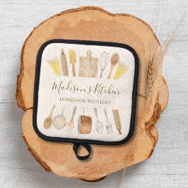 Gepersonaliseerde Waterverf keuken kookgerei Pannenlap