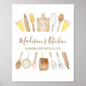 Gepersonaliseerde Waterverf keuken kookgerei Poster (Voorkant)