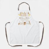 Gepersonaliseerde Waterverf keuken kookgerei Schort (Voorkant)