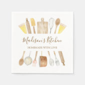 Gepersonaliseerde Waterverf keuken kookgerei Servet (Voorkant)