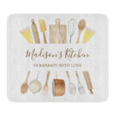 Gepersonaliseerde Waterverf keuken kookgerei Snijplank (Voorkant)