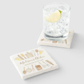 Gepersonaliseerde Waterverf keuken kookgerei Stenen Onderzetter (Zijkant)