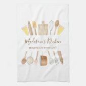 Gepersonaliseerde Waterverf keuken kookgerei Theedoek (Verticaal)