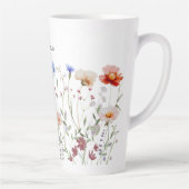 Gepersonaliseerde Waterverf Kleurrijke Wildflower  Latte Mok (Rechts)