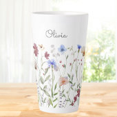 Gepersonaliseerde Waterverf Kleurrijke Wildflower  Latte Mok