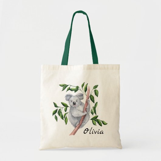 Gepersonaliseerde Waterverf Koala Beer Tote Bag (Voorkant)