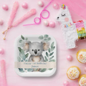 Gepersonaliseerde Waterverf Koala Beer Verjaardag Papieren Bordje (Feest)