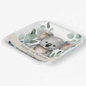 Gepersonaliseerde Waterverf Koala Beer Verjaardag Papieren Bordje (Gebogen)