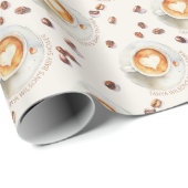 Gepersonaliseerde Waterverf Koffie Baby shower Cadeaupapier (Rol Hoek)