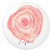 Gepersonaliseerde Waterverf koraal roze Bloem Keramische Knop (Voorkant)
