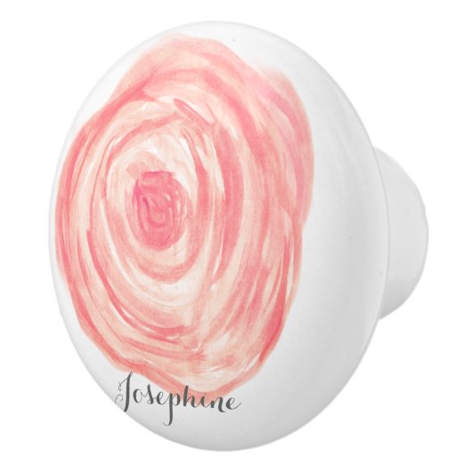 Gepersonaliseerde Waterverf koraal roze Bloem Keramische Knop (Rechts)