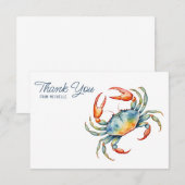 Gepersonaliseerde Waterverf Krab Beach Dank u kaar RSVP Kaartje (Voorkant / Achterkant)