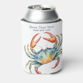 Gepersonaliseerde Waterverf Krab Summer Beach Naut Blikjeskoeler (Blikje Achterkant)
