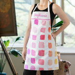 Gepersonaliseerde Waterverf kunstenaar roze pron Schort<br><div class="desc">Dit schort is versierd met een patroon van monsters van waterverven in paars, roze en geel. Ideaal voor een kunstenaar of iemand die van schilderen houdt. Pas dit schort aan met jouw naam of monogram. Omdat wij ons kunstwerk creëer zult u niet dit nauwkeurige ontwerp van andere ontwerpers vinden. Oorspronkelijke...</div>