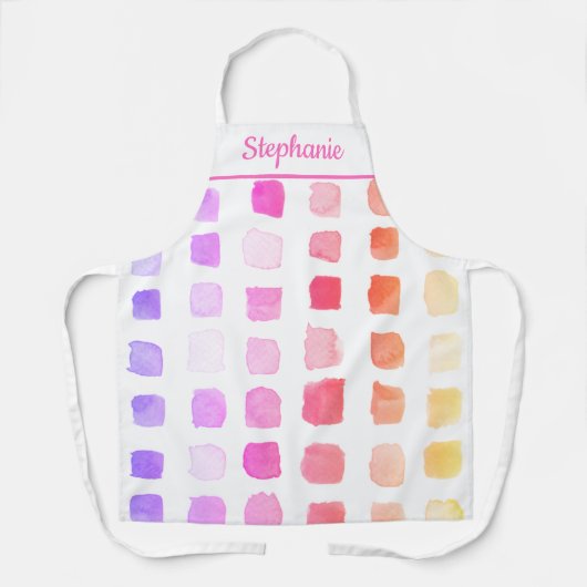 Gepersonaliseerde Waterverf kunstenaar roze pron Schort (Voorkant)