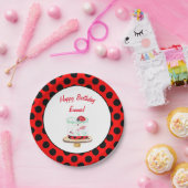 Gepersonaliseerde Waterverf Ladybug Cake Birthday Papieren Bordje (Feest)