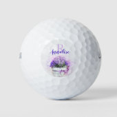 Gepersonaliseerde Waterverf Lavendel Bloemen Vrouw Golfballen (Voorkant)