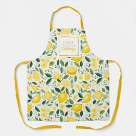 Gepersonaliseerde Waterverf Lemon Chef Women's Schort