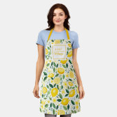 Gepersonaliseerde Waterverf Lemon Chef Women's Schort (Gedragen)