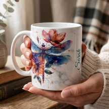  Gepersonaliseerde Waterverf Libelle Mok 
