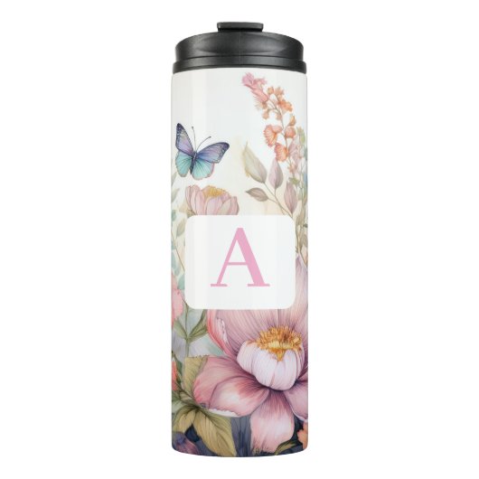 Gepersonaliseerde Waterverf met Monogram Thermosbeker (Voorkant)