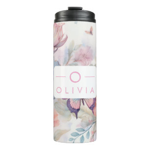 Gepersonaliseerde Waterverf met naam en monogram Thermosbeker