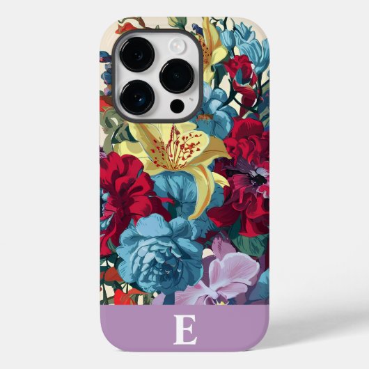 Gepersonaliseerde Waterverf Monogram Floral Deligh Case-Mate iPhone Case (Achterkant)