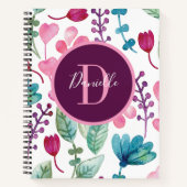 Gepersonaliseerde Waterverf Monogram Script Naam Notitieboek (Voorkant)