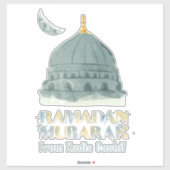 Gepersonaliseerde Waterverf moskee Ramadan Mubarak Sticker (Vel)