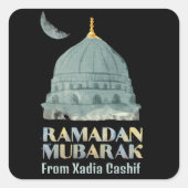 Gepersonaliseerde Waterverf moskee Ramadan Mubarak Vierkante Sticker (Voorkant)