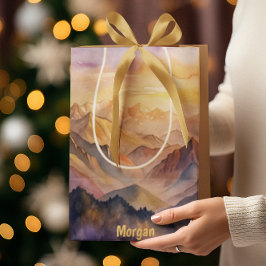 Gepersonaliseerde Waterverf Mountain Sunset Medium Cadeauzakje